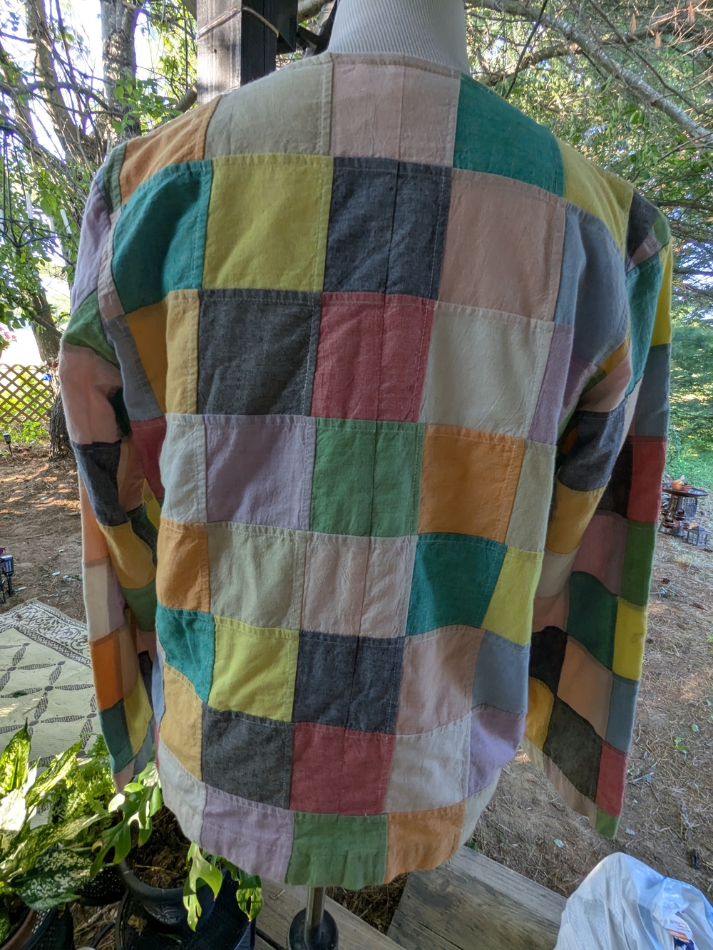Orvis Multicolor Patchwork Cotton Madras Made In India Pastel & Jewel Squares 12 - Picture 5 of 6